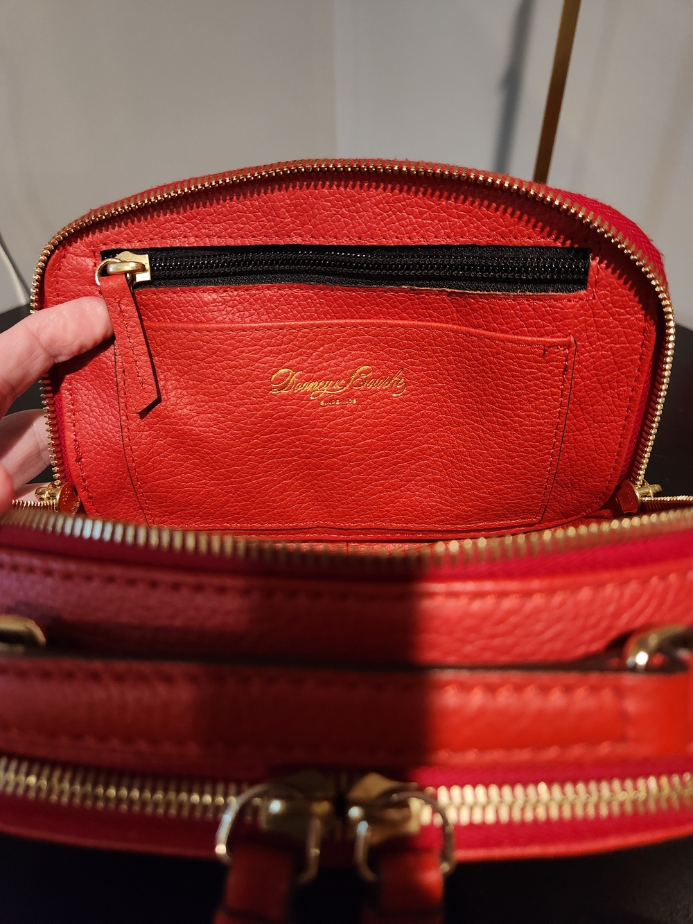 Dooney & Bourke Red Pebbled Leather Mini Crossbody with Top Handle - Picture 4 of 7